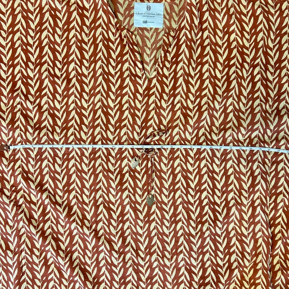 House of Harlow 1960 Brown Tan Leaf Pattern Long Caftan / Kaftan, One Size - Picture 6 of 7